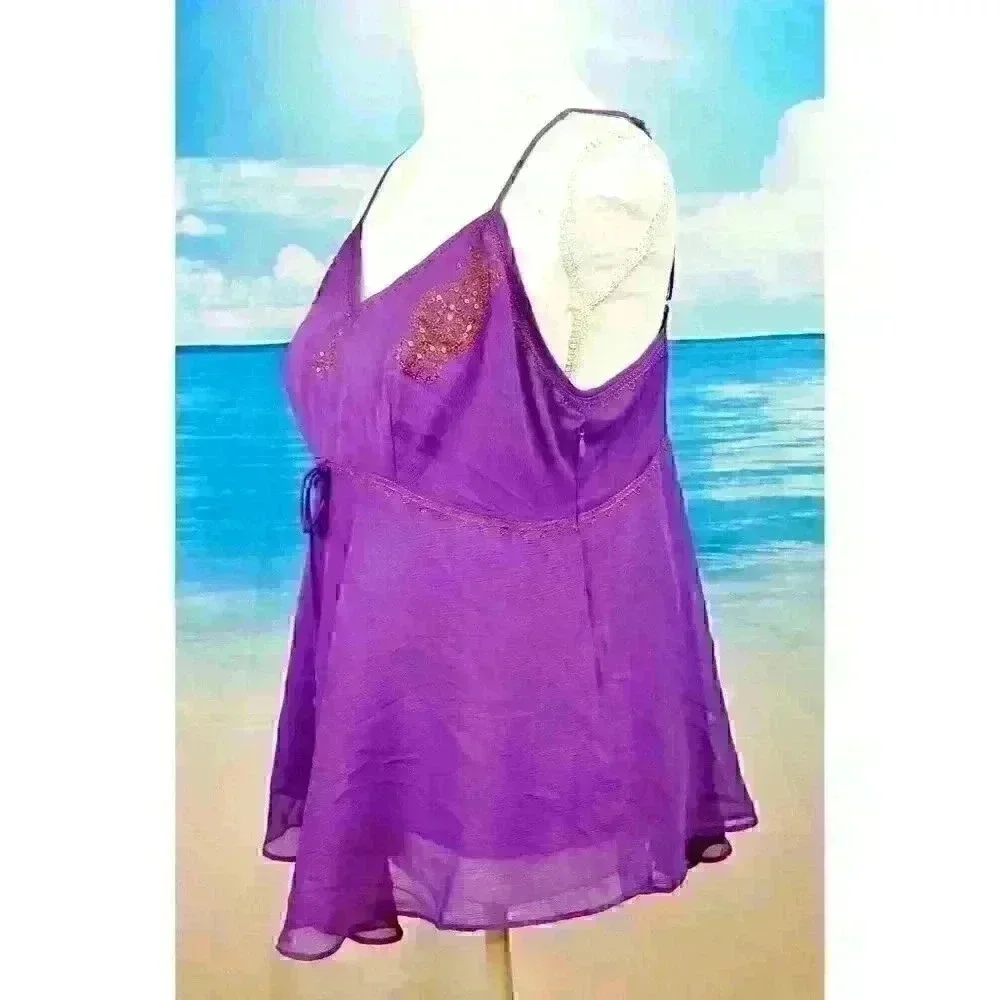 MIXIT Womans PURPLE Lined Camisole Top Side Zip LIGHTWEIGHT Shirt size Lg - Picture 3 of 5